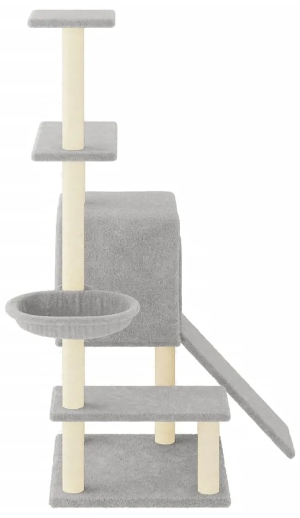 Árvore gatos c/ postes arranhadores sisal 130,5 cm cinza-claro