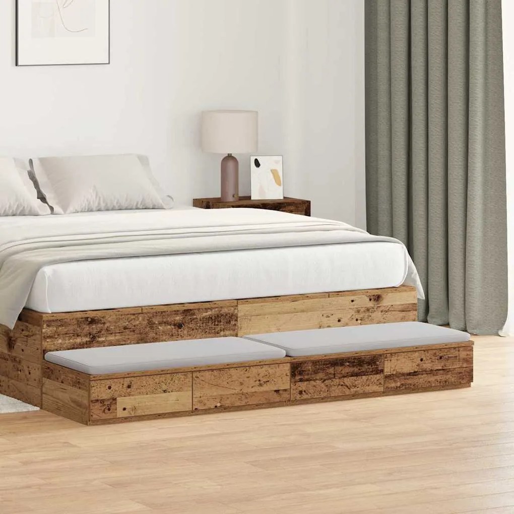 Camas com Gavetas vidaXL Cinza Sonoma 140x36,5x16,5 cm Madeira de Enge
