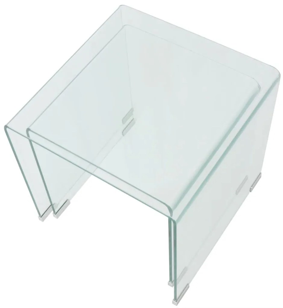Conjunto mesas de encastrar 2 pcs vidro temperado transparente
