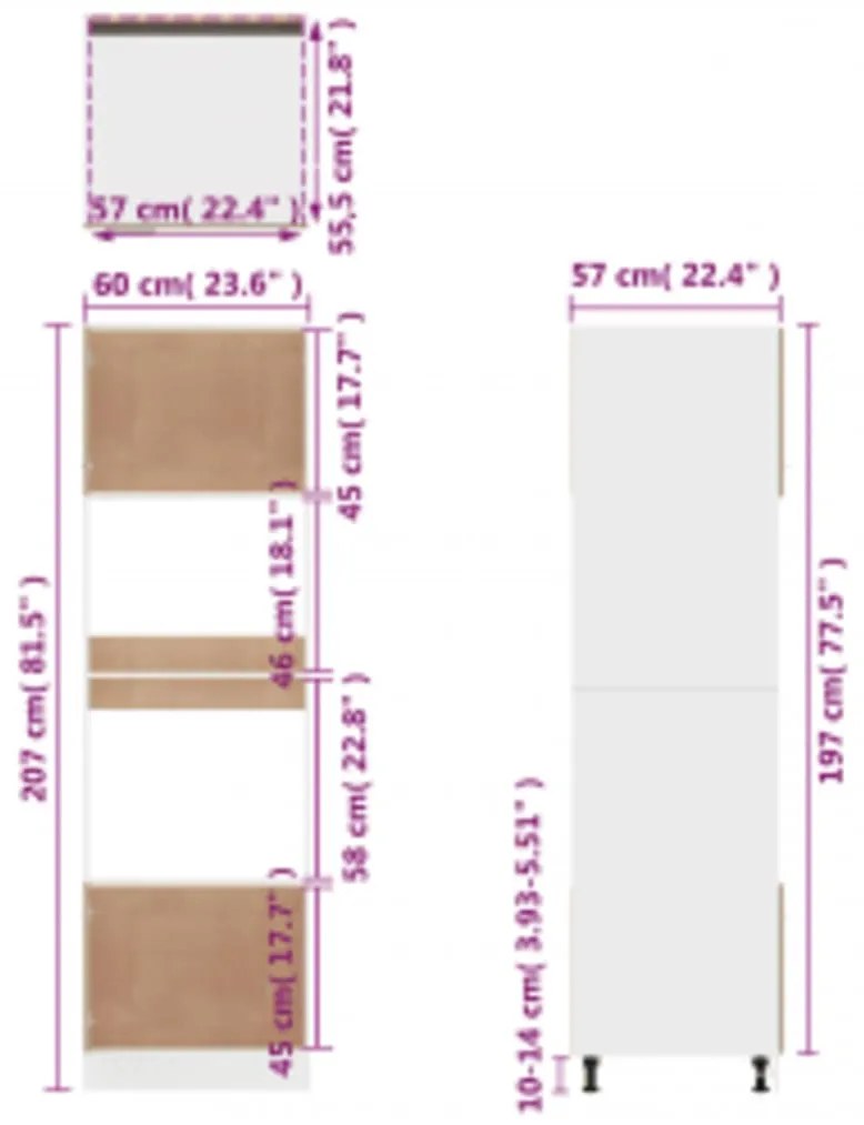 Armário micro-ondas “Lyon” 60x57x207 cm cinza sonoma