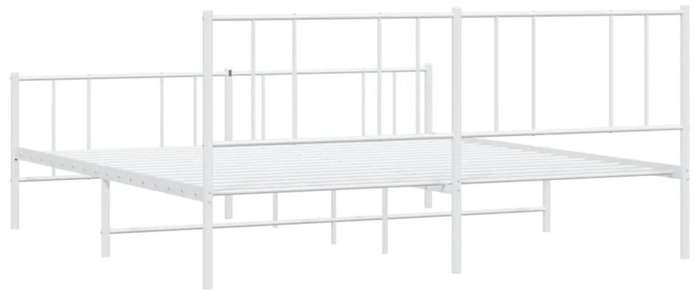 Estrutura de cama com cabeceira e pés 200x200 cm metal branco