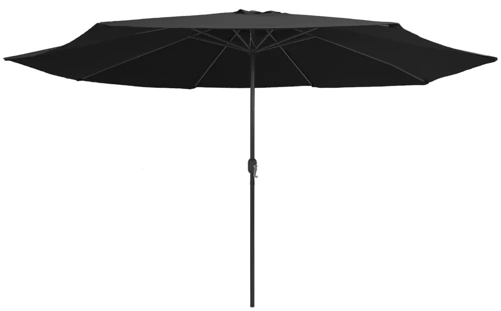 Guarda-sol de jardim com poste de metal 390 cm preto