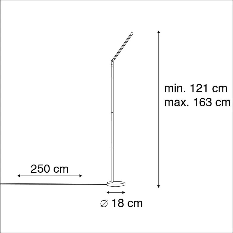 Candeeiro de pé moderno preto com LED e dimmer tátil - Berdien Moderno