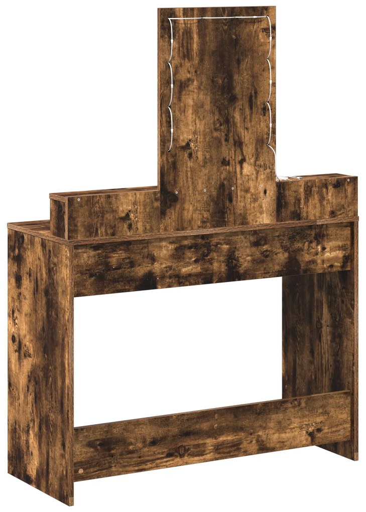 Mesa de Maquiagem vidaXL com Luzes LED Carvalho Fumado 100x41x140 cm