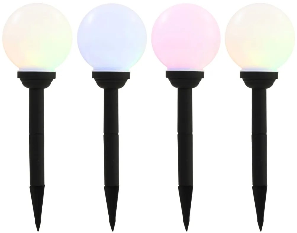 Candeeiro solar de exterior LED 4 pcs esférico 15 cm RGB