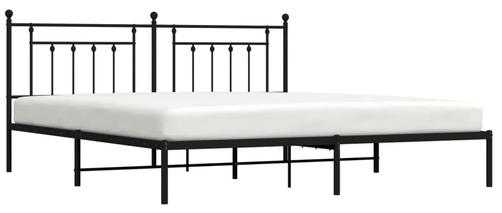 Estrutura de cama com cabeceira 200x200 cm metal preto
