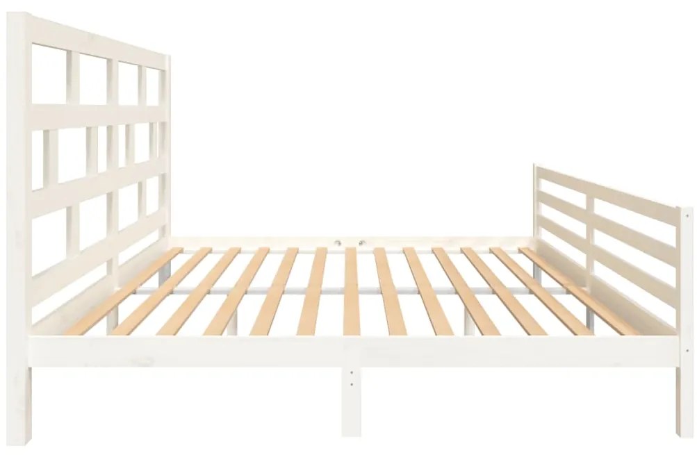 Estrutura de cama 200x200 cm madeira de pinho maciça branco