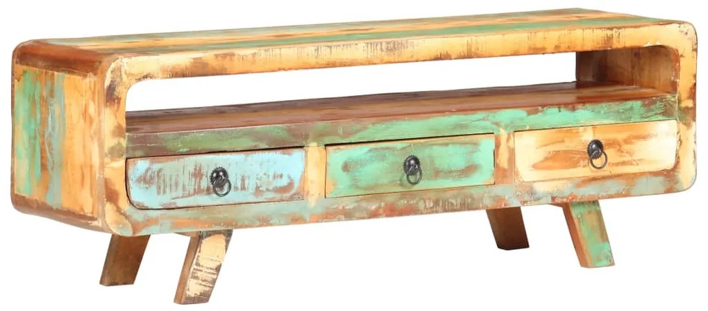 Móvel de TV 117x30x41 cm madeira recuperada maciça