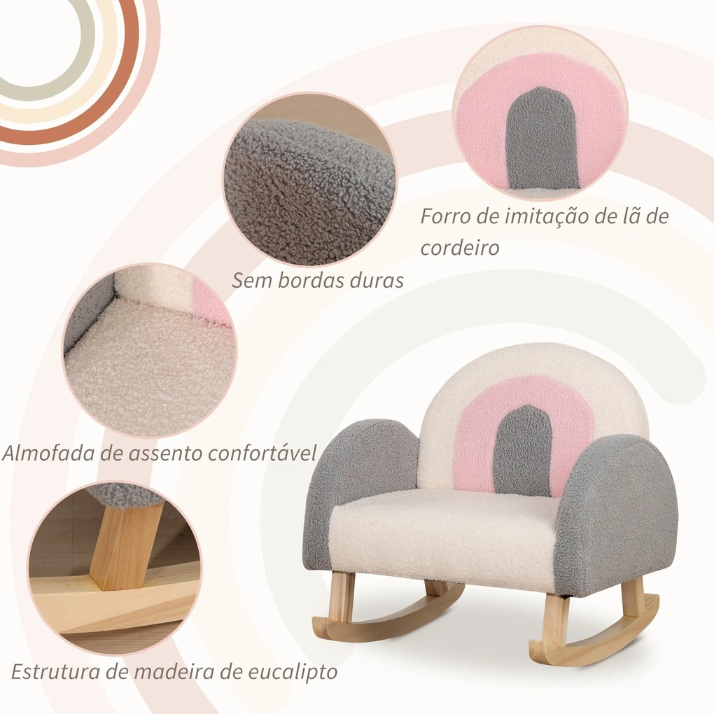Poltrona Infantil Mini Sofá para Crianças acima de 3 Anos com Assento Acolchoado Apoio para os Braços e Estrutura de Madeira Carga Máxima 45kg 50x45x50cm Cinza