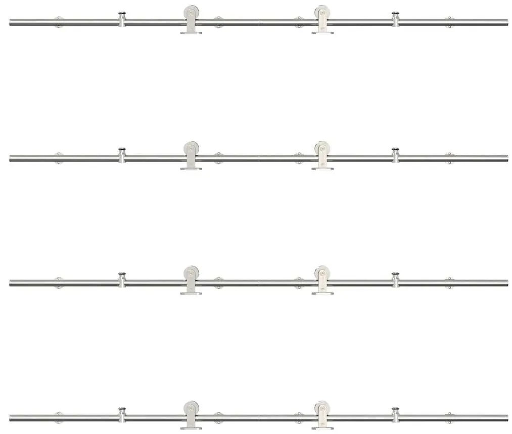 Kit ferragens p/ porta deslizante 366cm aço inoxidável prateado