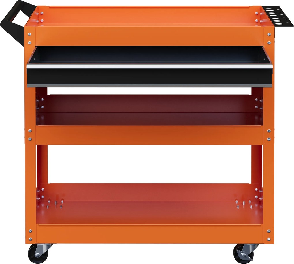 Carrinho de Ferramentas para Oficina, 82 x 35 x 76 cm, 3 Níveis, Laranja
