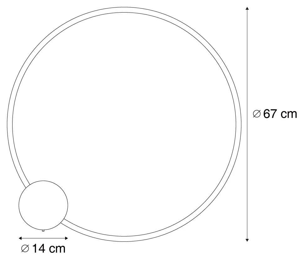 Candeeiro de parede de design preto 67cm incl. LED regulável em 3 níveis - Anello Moderno