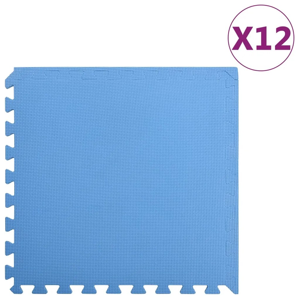 vidaXL Tapetes de chão 12 pcs 4,32 ㎡ espuma de EVA azul
