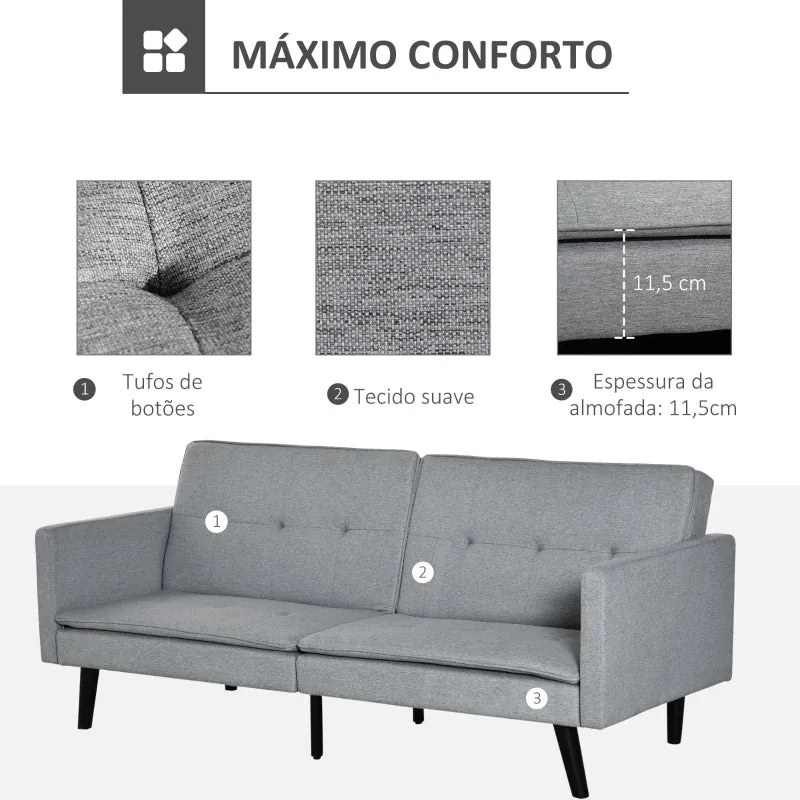 Sofá-Cama Mary - Cinzento - Design Nórdico