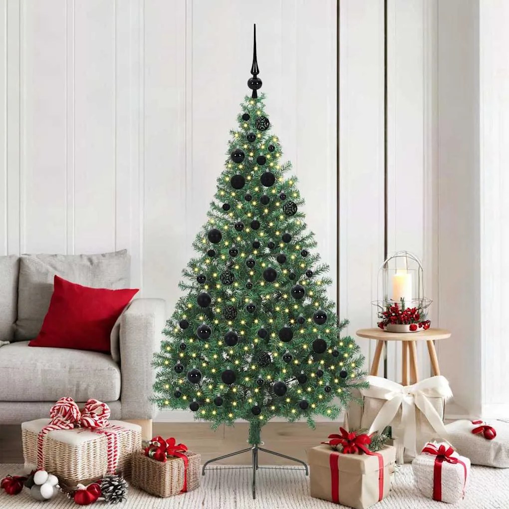 vidaXL Árvore de Natal Artificial Pré-iluminada Verde 180 cm PVC