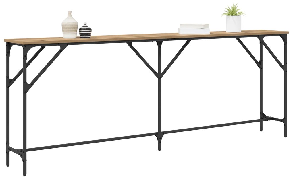 Mesa de Consola Carvalho Artesanal 200x29x75 cm Madeira