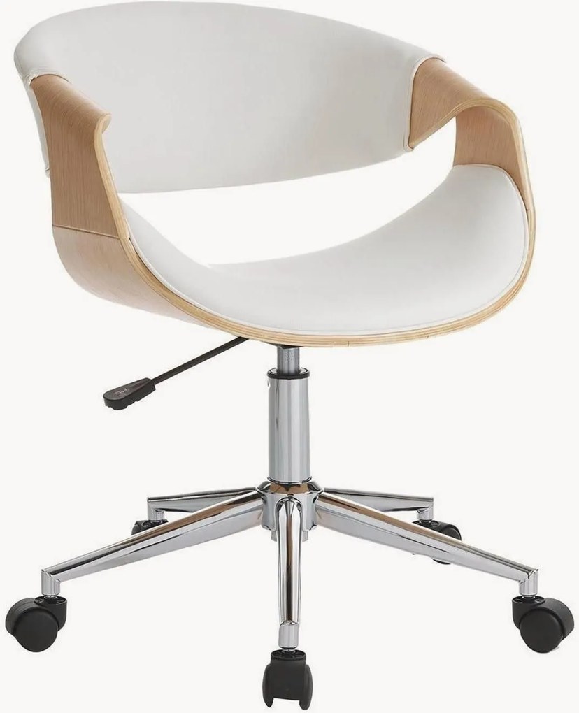 Cadeira de escritório em couro sintético e madeira regulável em altura Visby