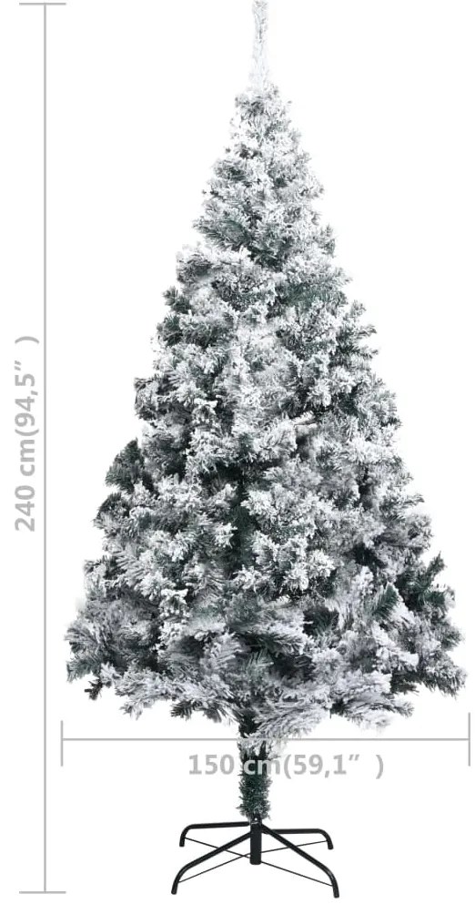 Árvore de Natal artificial c/ flocos de neve 240 cm PVC verde