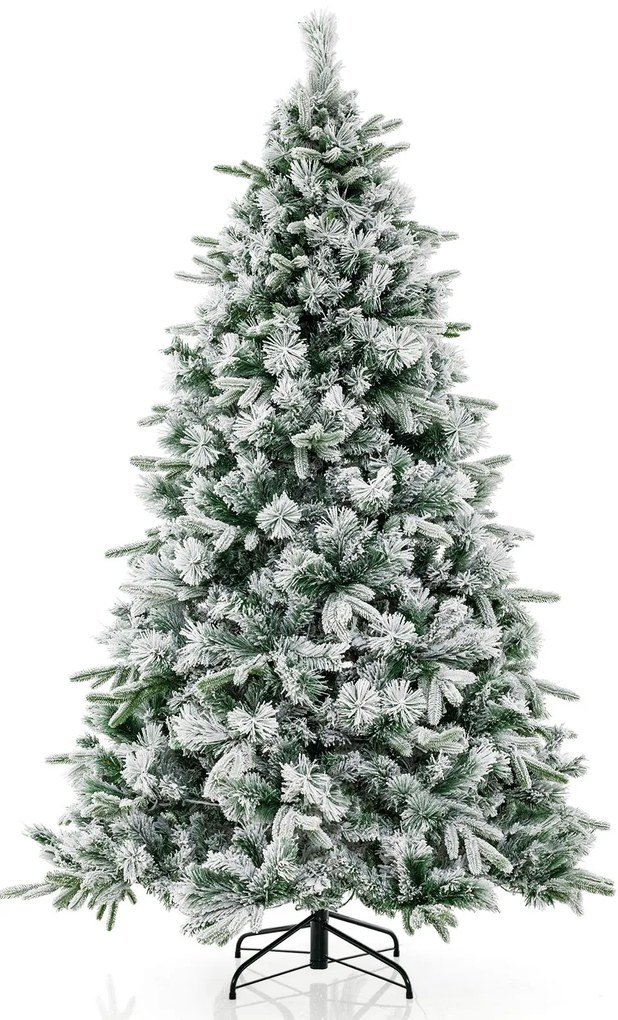 Árvore de Natal artificial de 146 cm com neve e 688 pontas de galhos mistos