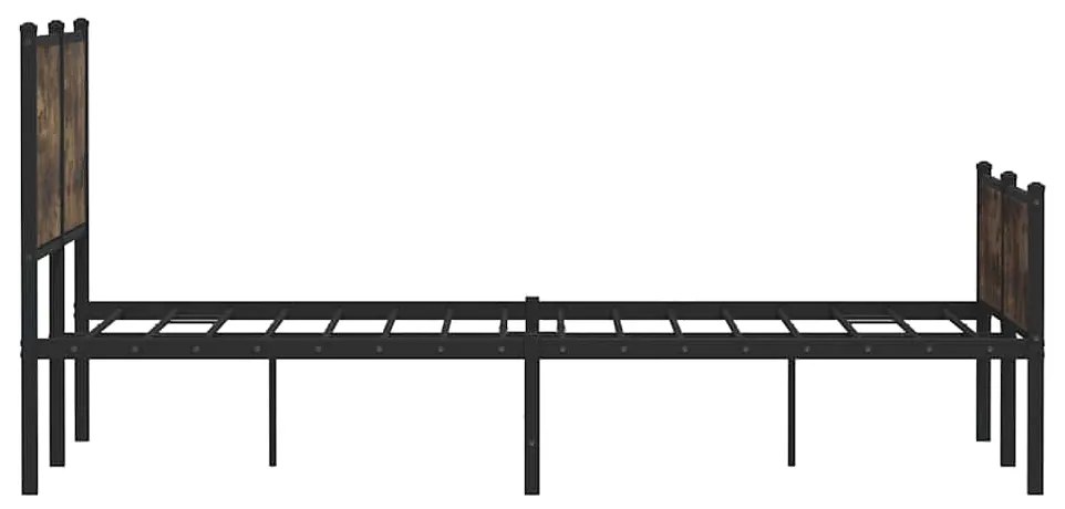 Estrutura de cama sem colchão 140x200 cm metal carvalho fumado