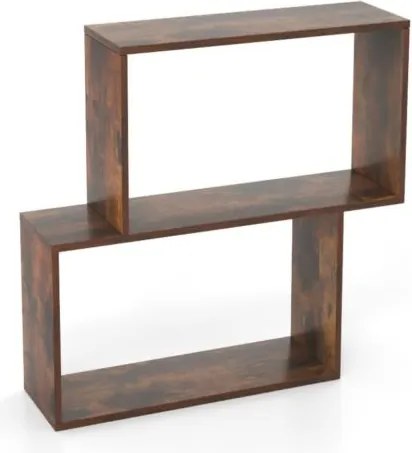 Estante para livros 80 × 22 × 70 cm de 2 níveis com espaço de armazenamento Castanha