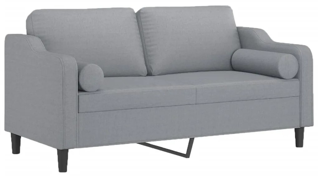 Sofá 2 lugares + almofadas decorativas 140cm tecido cinza-claro