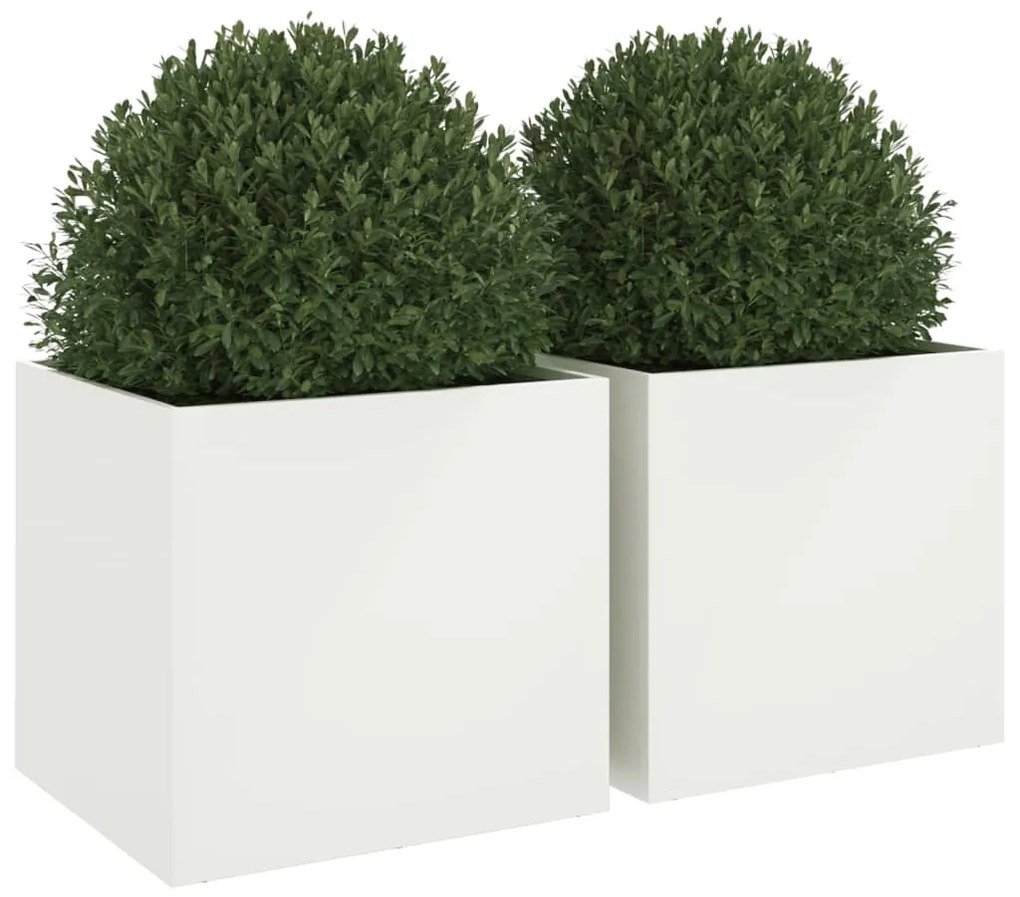 Vasos/floreiras 2 pcs 49x47x46 cm aço branco