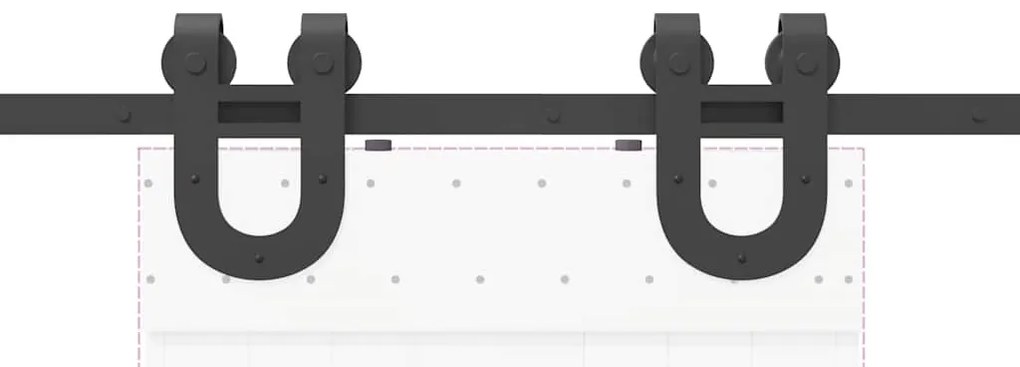 Kit de ferragens para porta deslizante 200 cm aço preto