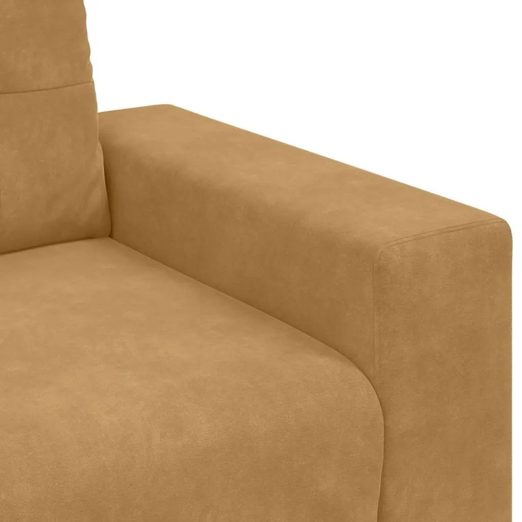 Conjunto de Sofá 2 Peças com Almofadas Veludo Marrom