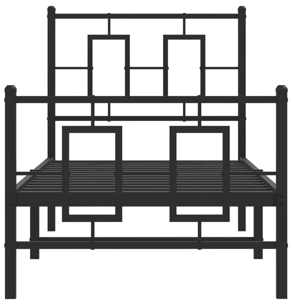 Estrutura de cama com cabeceira e pés 80x200 cm metal preto