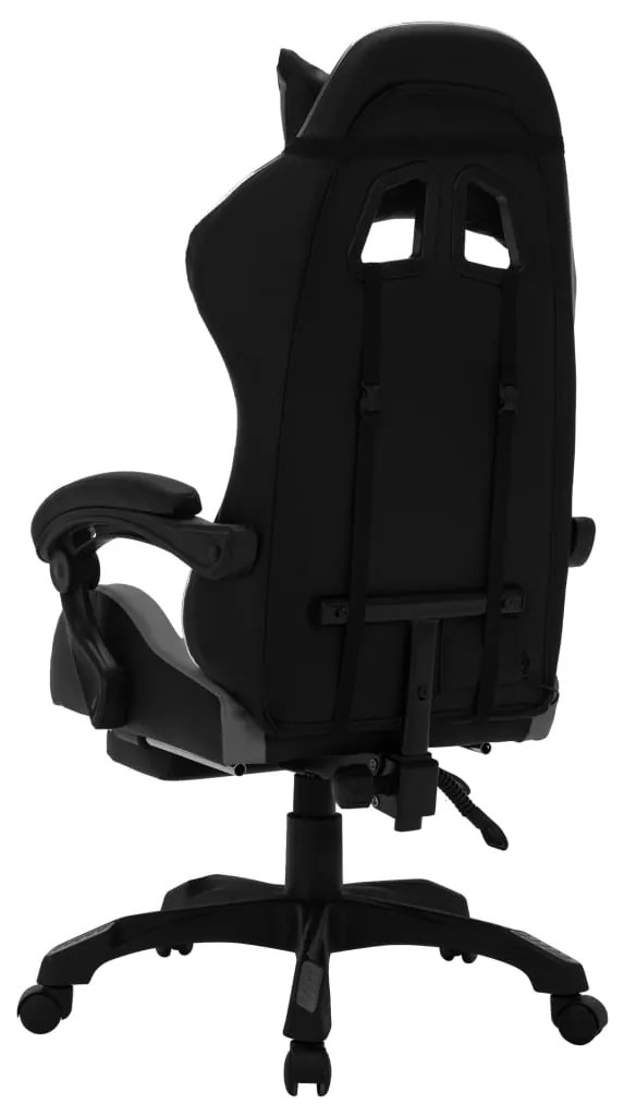 Cadeira estilo corrida luzes LED RGB couro artif. cinza/preto