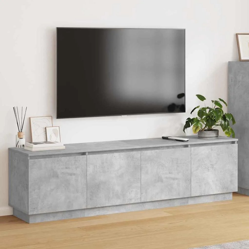 Gabinete de TV com LED Cinza Concreto 180x38x49 cm Madeira de Engenhar