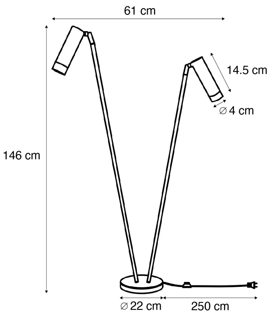 Candeeiro de Pé Moderno Bege 2-Luzes GU10 35mm - Thomas Moderno
