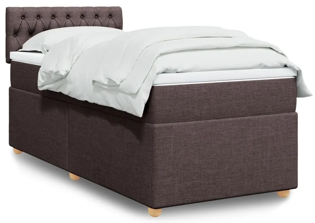 vidaXL Cama com molas/colchão 80x200 cm tecido castanho-escuro
