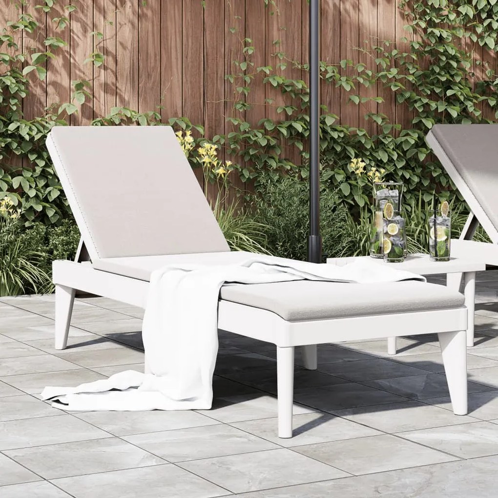 vidaXL Espreguiçadeira 186x60x29 cm PP branco