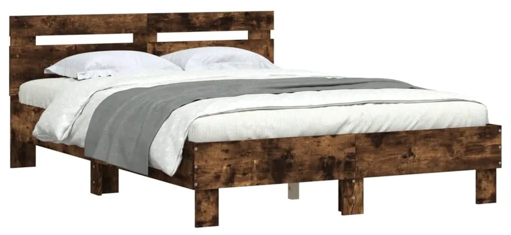Estrutura cama c/ cabeceira derivados madeira carvalho fumado