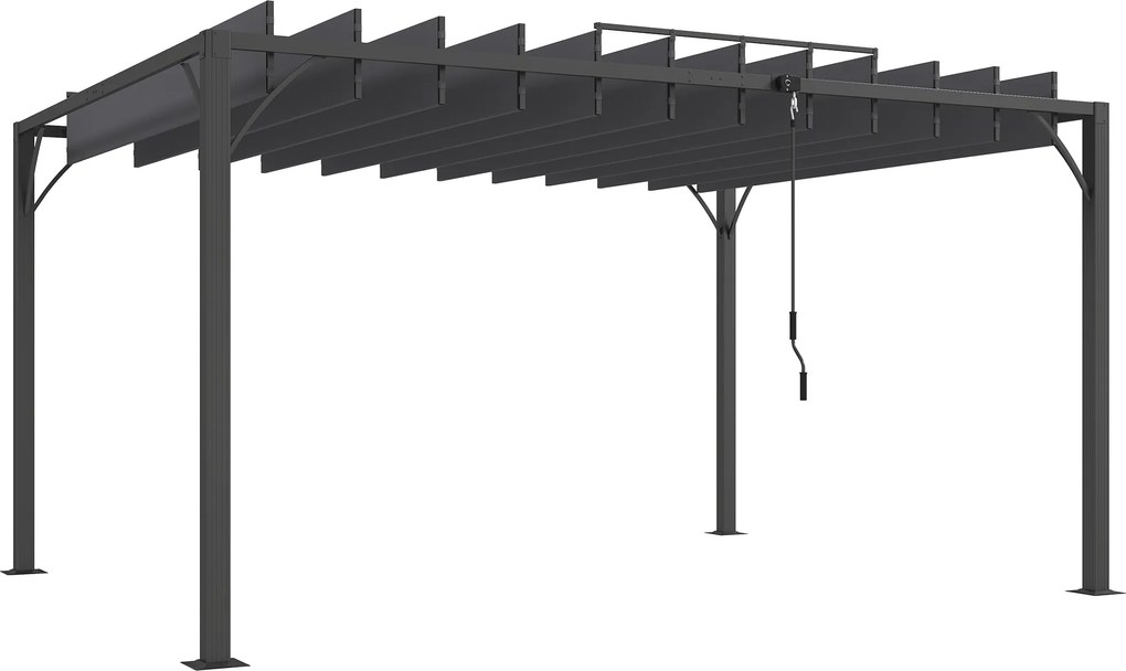Pérgola 390x295x213 cm para Jardim com Desenho de Lâminas Superiores Giratórias até 135° Proteção UV 50+ Cinza