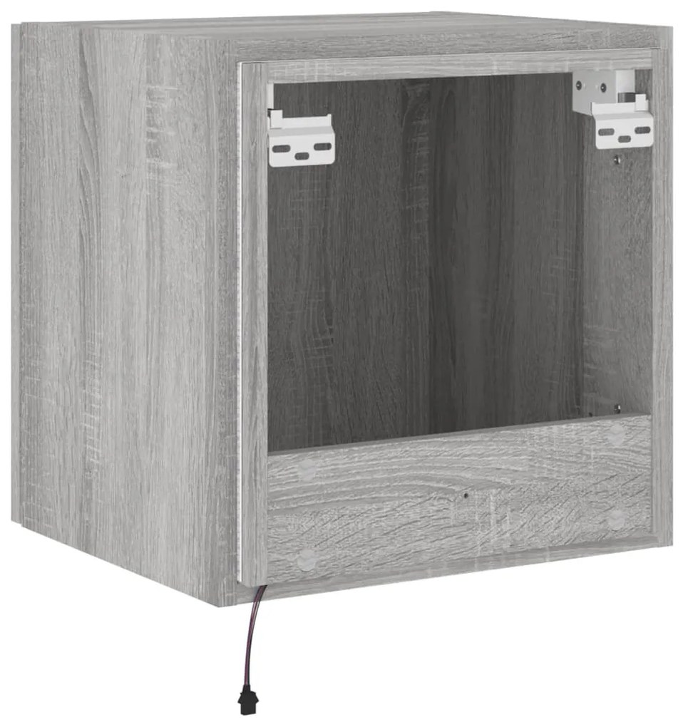 Móvel de parede p/ TV c/ luzes LED 40,5x35x40cm cinzento sonoma