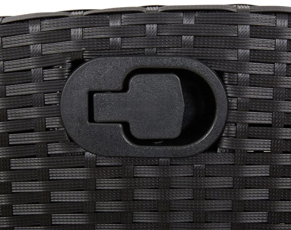 3 pcs conjunto de jantar p/ jardim c/ almofadões vime PE preto