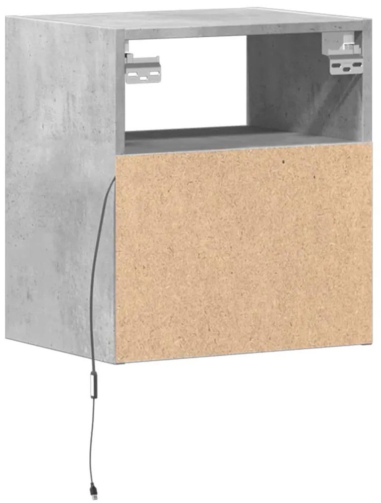 Móvel de parede p/ TV c/ luzes LED 41x31x45 cm cinzento cimento