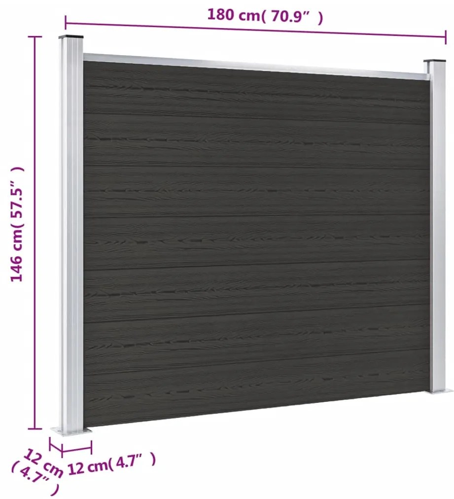 Painel de cerca 180x146 cm WPC preto
