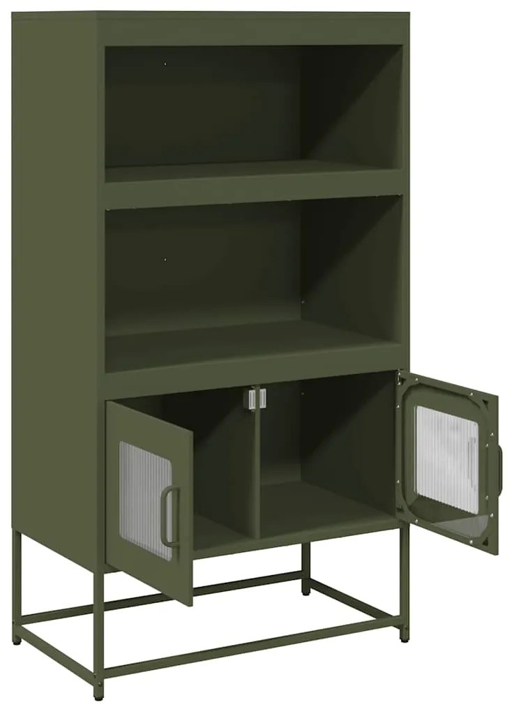 Aparador alto 68x39x123 cm aço verde azeitona