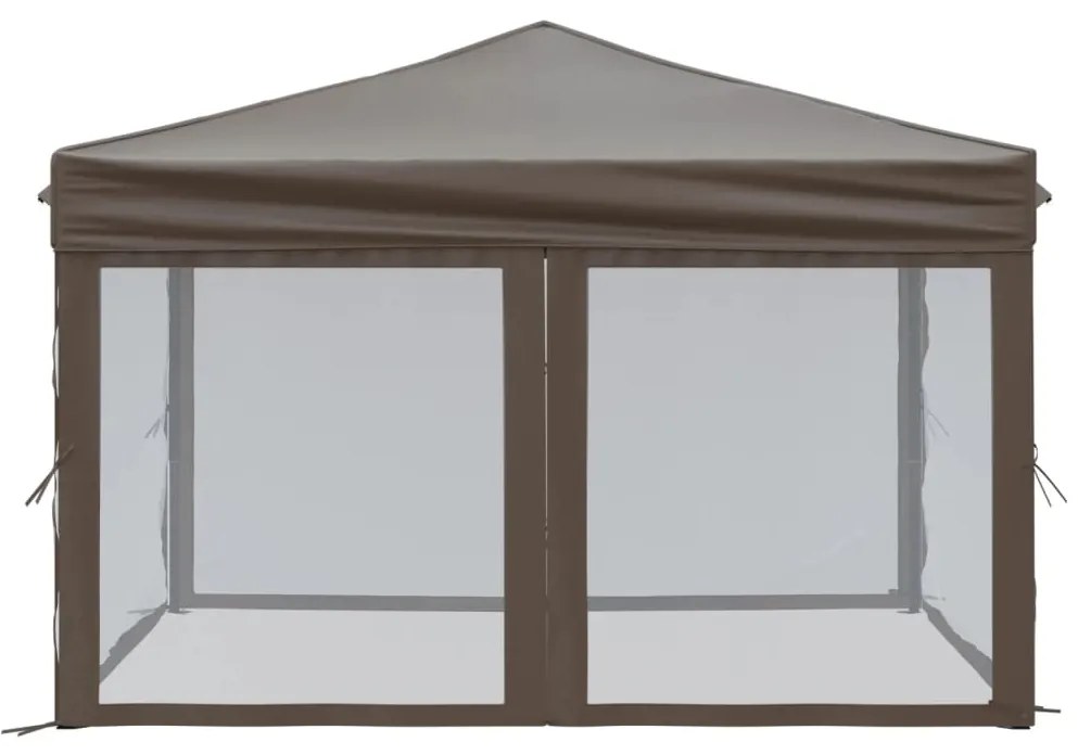 Tenda festas dobrável paredes laterais 3x3 m cinza-acastanhado