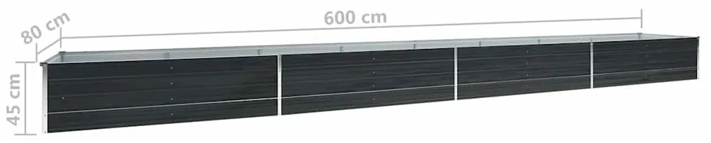 Canteiro elevado jardim aço galvanizado 600x80x45 cm antracite