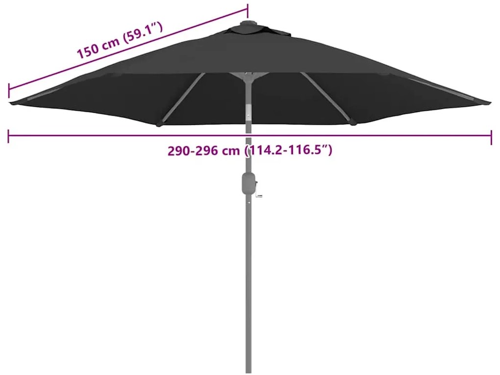 Tecido de substituição p/ guarda-sol exterior 300 cm antracite