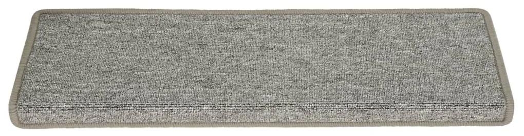 Tapete/carpete para escadas 15 pcs 65x21x4 cm branco e cinzento