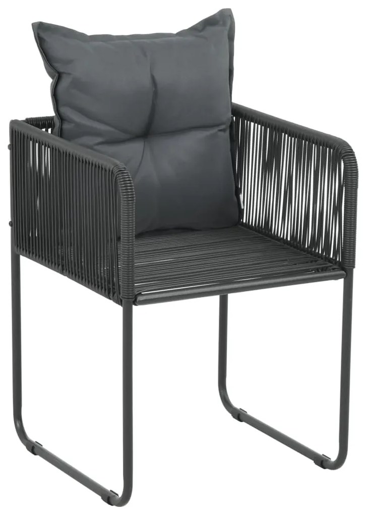 5 pcs conjunto de jantar p/ jardim vime de PVC preto e castanho