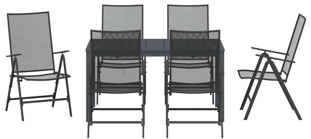 Conjunto de Jantar para Jardim 7 pcs Antracite Tamanho padrão