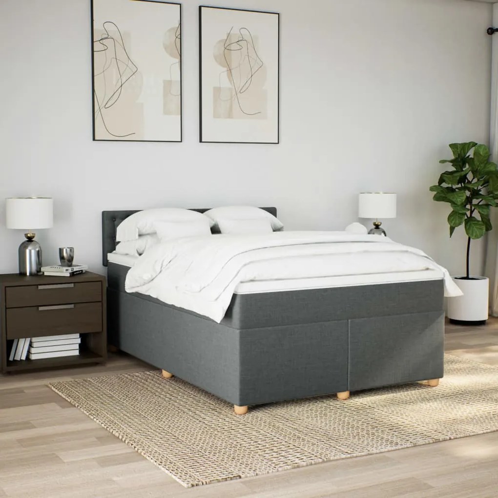 Cama com molas/colchão 160x200 cm tecido cinzento-escuro