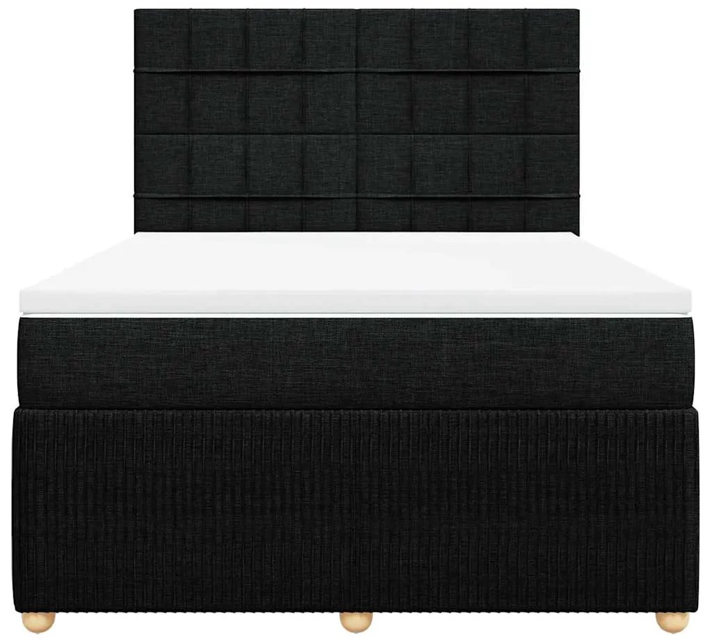 Cama com molas/colchão 140x200 cm tecido preto
